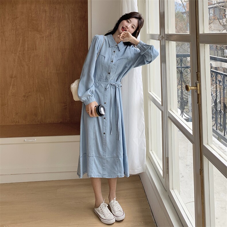 现货-2025年春季新款牛仔连衣裙203P140K218,女装连衣裙,浪娴服饰