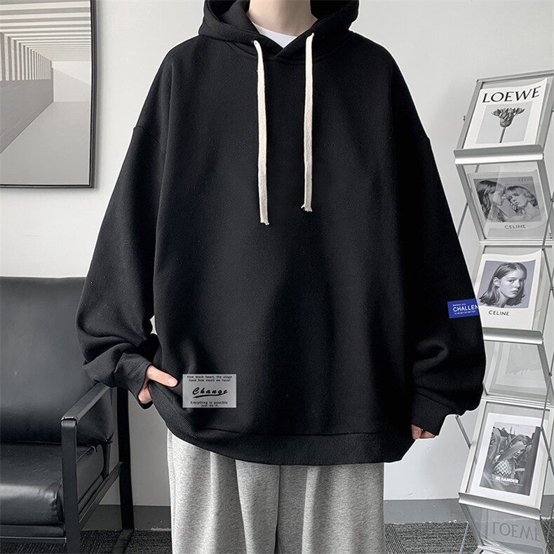 WY2062-P35 纯棉连帽卫衣男大码运动帽衫宽松薄外套男图片