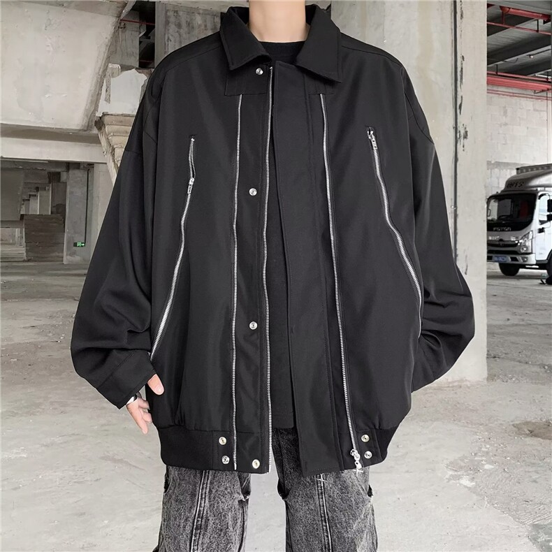 美式高街夹克男拉链口袋个性帅2025冬季新款ins宽松外套W5418-P68,男装夹克,星座412