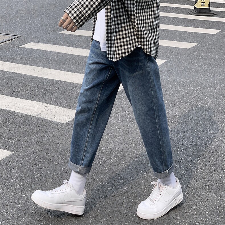 直筒牛仔裤男韩版潮流秋季宽松ins港风休闲裤子潮牌百搭7190,男装牛仔裤,电商A318