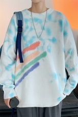 ！2023秋冬新款男士扎染彩虹毛衣情侣中性百搭针织衫M309P65，男装针织衫/毛衣，电商B220