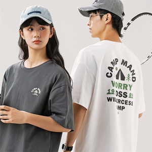 2024夏季新款男装日系潮牌纯棉印花圆领宽松短袖休闲T恤T926-F44图片
