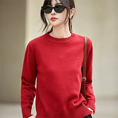 2025年秋季新款百搭女士纯色长袖圆领针织衫，女装针织衫/毛衣，斯美雅电商供货