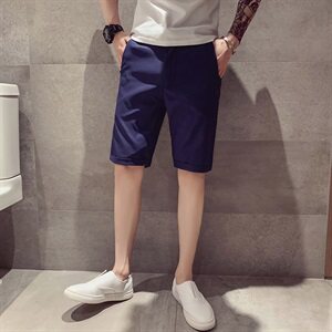 100%聚酯纤维 夏季新款修身休闲短裤男纯色五分裤子潮图片