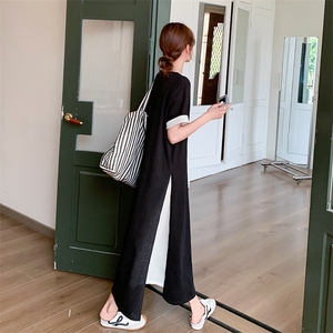 夏季新品 慵懒风高级感撞色假两件T恤连衣裙2C285 1806 P125 K188图片