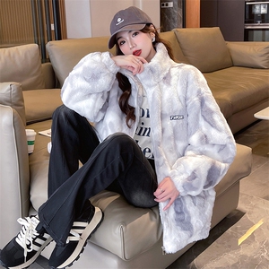 美式棉服女潮牌冬季新款高级感加绒加厚羊羔毛棉衣棉袄C495-P110图片