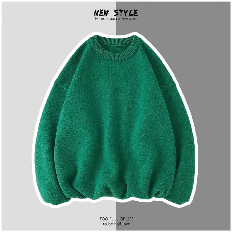 1港风平铺情侣圆领潮流大码M-5XL纯色毛衣男外套7979P45加绒P55，男装针织衫/毛衣，星座226-2