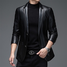 WL-S2111男式2023秋季新款翻领西装头层牛皮皮衣男西服P600，男装皮衣，电商B360