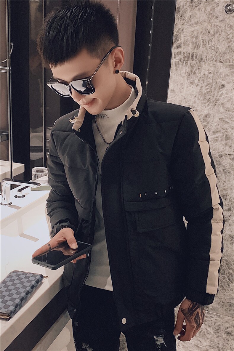冬季立领加厚社会小伙棉服刺绣修身棉衣潮男外套C301B-MF05,男装棉衣,电商C301B