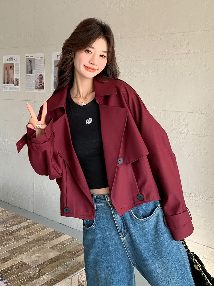 韩系慵懒风红短外套女春2025新款超好看独特显瘦小个子上衣,女装短外套,姿衣轩