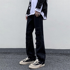 B221美式ins高街小众个性款拉链牛仔裤LK23018-P65控88，男装牛仔裤，电商B221