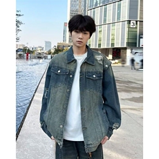 水洗做旧破洞牛仔外套男款秋冬款潮牌痞帅8860-P70，男装夹克，星座1109-3