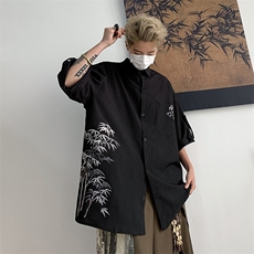 男潮牌休闲衬衫男风衬衣垂感宽松新中式AA5003-P32，男装衬衫，星座208-5