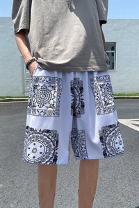 印花短裤宽松夏季男士5分冰丝沙滩宽松休闲裤A125-6610-P25图片