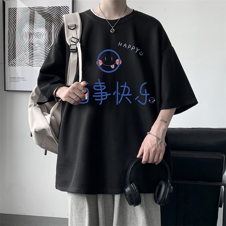 HT73183-P22华夫格t恤男短袖男大码五分袖大皂风,男装T恤,电商A040