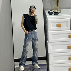 慵懒潮流牛仔裤青春流行ins新款原宿男春季简约JY9006-P58，男装牛仔裤，星座1109-3