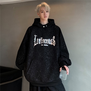 现货  早秋新款满天星连帽卫衣字母印花美式复古宽松外套W88-P68图片