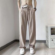 西装裤男款夏季宽松冰丝长裤潮牌痞帅直筒阔腿休闲裤K7168-P36，男装休闲裤，星座512-3