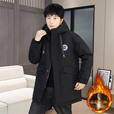 男士秋冬季派克服新款潮牌夹克冬装外套加绒加厚中长款风衣服，男装风衣，星座715-3