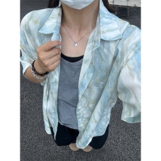 薄荷漫波扎染短袖衬衫男款夏季薄款冰丝速干衬衣海岛风夏威夷外套，男装T恤，星座301C-5
