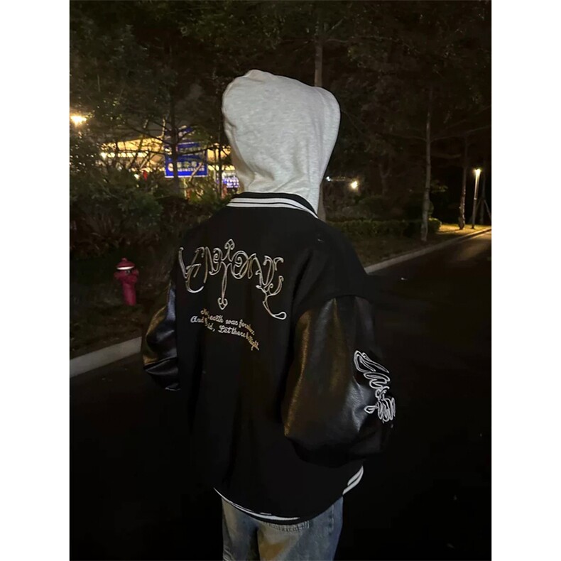 网图有货美式高街字母刺绣夹克拼色棒球服外套男女A377-特P68,男装夹克,星座1505