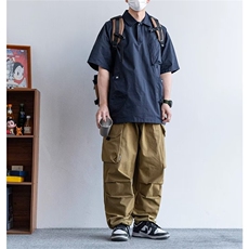 港风男士短袖T恤翻领夏季双口袋男潮短袖POLO衫CS0351-P40，男装衬衫，星座308B-1
