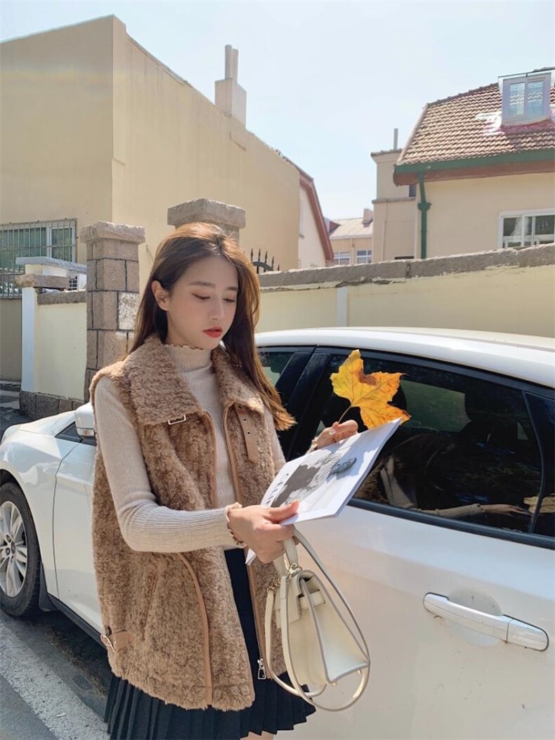 有领皮毛一体马甲，女装马甲，唯品