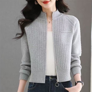 女士华福格拉链开衫2025年秋季开衫长袖,女装羊毛衫,萱芳婷羊绒