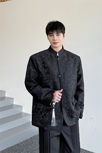 新中式提花暗花珍珠盘扣新中式西服外套男图片