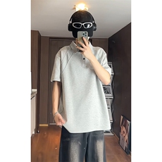 日系拼接polo衫短袖T恤男士夏季宽松潮牌五分袖T3641-特价P25，男装T恤，电商A007