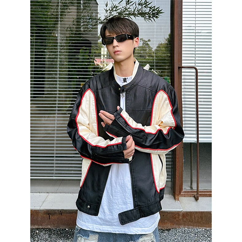 B221 美式ins高街暗黑痞帅型男机车服外套上衣 SY2306-P90控118图片