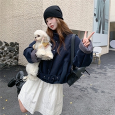 秋冬新款立领毛呢夹棉外套女2025新款韩系外套A569P185K268，女装短外套，2C268