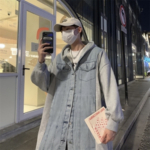 XZ216-BK89-棉衣P128 常规P118 加绒加羊羔毛牛仔拼接卫衣长棉衣图片