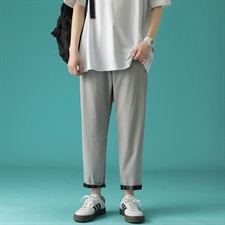 7XL~M 夏季新款中性风冰丝垂感九分裤学生男女大码休闲韩版小西裤图片