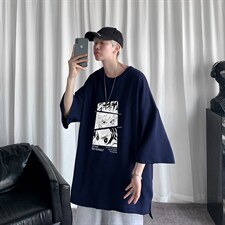 Q11176-P30春夏季七分袖t恤男大码五分袖男短袖中袖，男装T恤，电商A040