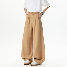 8XL-M特大码亚麻阔腿裤男夏棉麻西装裤垂感冰丝裤K981P68，男装休闲裤，电商D206-1