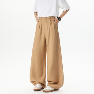 8XL-M 特大码亚麻阔腿裤男夏棉麻西装裤垂感冰丝裤K981P68图片