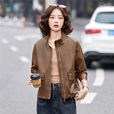 2026年春季新款现货潮流皮衣休闲外套气质时尚立领女装，女装皮衣，臻衣坊