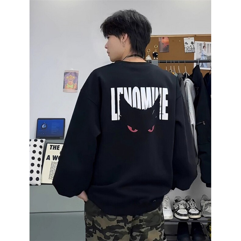 复古重磅卫衣男女套头休闲秋冬季圆领肩链设计感上衣W06,男装卫衣,星座1116A（原606A-3）