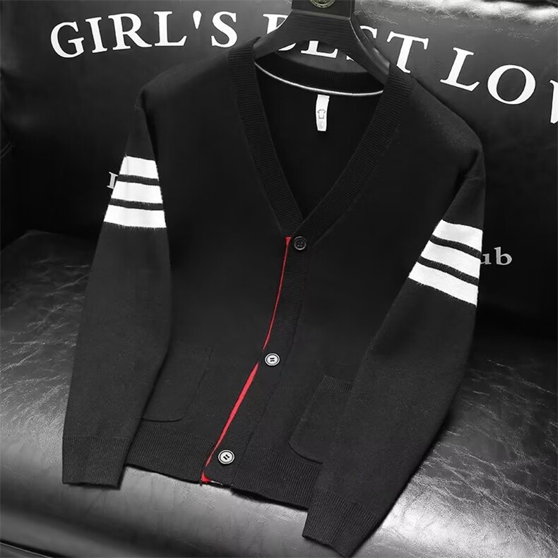 秋冬季tb针织开衫毛衣薄时尚外套加大码条纹修身休闲男女S564,男装针织衫/毛衣,星座1116A-2（原606A-1）