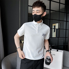 精神小伙2025夏季新款男士翻领商务Polo衫短袖印花t恤男C208-8888，男装T恤，电商C208
