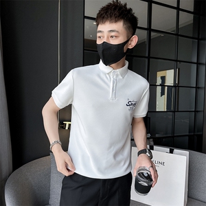 精神小伙2025夏季新款男士翻领商务Polo衫短袖印花t恤男C208-8888图片