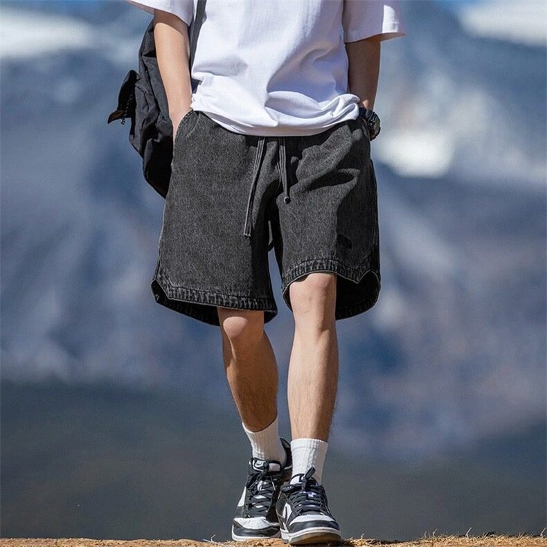 2025新款夏季牛仔短裤男百搭潮流水洗宽松直筒裤子休闲薄款五分裤图片