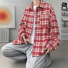 8XL-M特大码高级感千鸟格闲大码情侣复古翻领夹克外套JK1303P65，男装夹克，电商D206-1