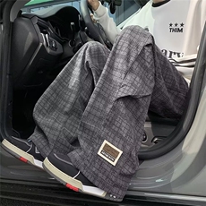 格子休闲裤男女韩版潮流帅气百搭2025秋冬ins长裤K6776-P41，男装休闲裤，星座412-3