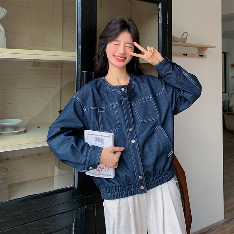 条纹披肩连帽牛仔外套女春秋2025新款今年流行超火工装夹克,女装短外套,浪娴服饰