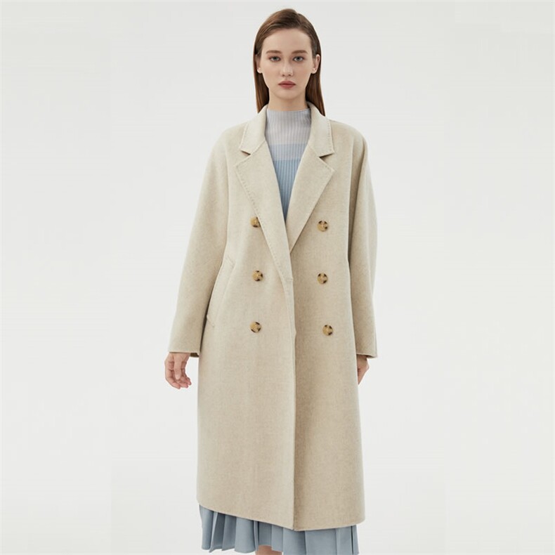 新款女装双面呢大衣优雅气质长款外套显瘦百搭时尚风衣，女装双面呢大衣，阿吉丽克
