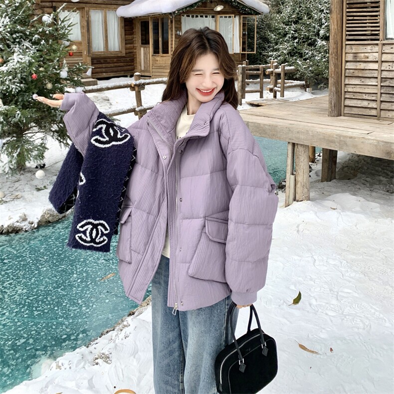 现货：冬季新款复古立领休闲面包羽绒服50绒2C135-8958P285K428,女装羽绒服,2C135