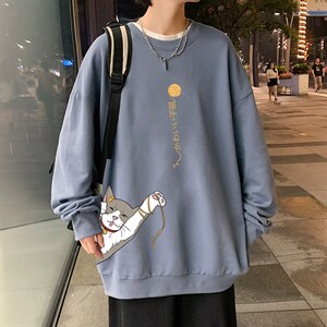 S6013-P28 加绒款-P33 秋季圆领卫衣男大码韩版宽松长袖外套图片