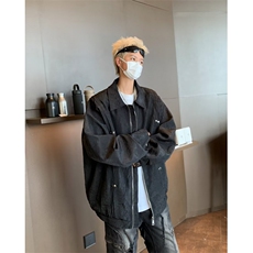 重工棒球服褶皱外套男女春秋季新款复古小众cleanfit宽松休闲夹克，男装夹克，星座601-2